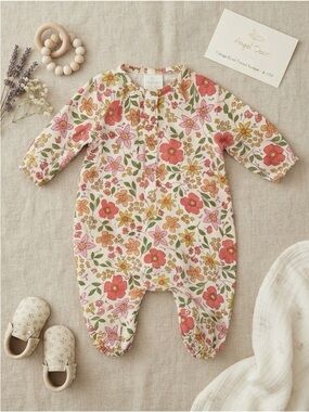 Angel Dear floral print muslin onesie 0-3 months